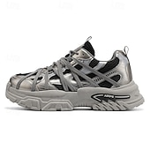 cheap Casual Sneakers-Men's White Outdoor Sneakers Lightweight Breathable Lace-Up Comfort Walking Shoes for Travel, Hiking, Daily Wear and Weekend Adventures