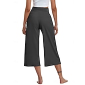 economico gamba larga e vita alta-Per donna Pantaloni capri Pantaloni da yoga Gamba larga Moda Streetwear Casual Lunghezza al polpaccio Misura del girovita medio Semplice Tasca Comodo Comodità Morbido Elasticizzato All'aperto Vacanza