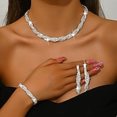 tanie Zestawy biżuterii-Zestaw biżuterii 3 Chrom Naszyjniki Damskie Elegancja Moda Zaokrąglony Biżuteria Ustaw Na Impreza