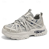 cheap Casual Sneakers-Men's White Outdoor Sneakers Lightweight Breathable Lace-Up Comfort Walking Shoes for Travel, Hiking, Daily Wear and Weekend Adventures