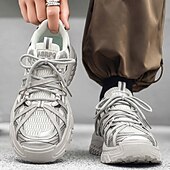 cheap Casual Sneakers-Men's White Outdoor Sneakers Lightweight Breathable Lace-Up Comfort Walking Shoes for Travel, Hiking, Daily Wear and Weekend Adventures