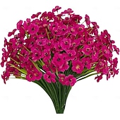 ieftine Flori Artificiale-12 pachete flori artificiale rezistente la UV, plante de exterior, care nu se decolorează, arbuști artificiali din plastic, flori artificiale de mătase, jardinieră, verandă, decorațiuni interioare