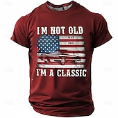  4 juillet 2026, 250e anniversaire Homme Voiture Drapeau américain T-shirt Manche Courte T-shirt Impression 3D Col ras du cou Chemise Patriotique Quotidien Festival Bleu Noir Rouge Été Printemps