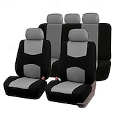 cheap Car Seat Covers-Universal Car Seat Covers Full Set, Breathable Cloth Automotive Seat Protectors with Sporty Two-Tone Design, Airbag Compatible Interior Accessories for Most Sedan, SUV, Truck, Van, 9PCS