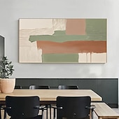 cheap Abstract Paintings-3D Textured Green Terracotta Abstract Art Plaster Block Texture Wall Decor Large Minimalist Palette Knife Art Earth Tone Wall Accent
