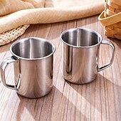 abordables Kitchen Utensils &amp; Gadgets-4/6PCS Stainless Steel Coffee Cups, Double-Layer Stainless Steel Material, Portable and Durable with Handle, Easy to Clean, Suitable for Camping, Travel, Office, Car Use, and Cafes