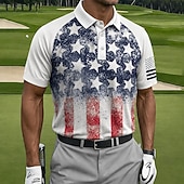 ieftine Patriotice 250 Polo-Ziua Independenței Americane cămașă polo pentru bărbați cu steagul american mânecă scurtă cămașă polo guler casual athleisure purtare zilnică ținută de festival imprimare 3D butoane primăvară și vară