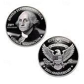 cheap U.S. 250th Anniversary-U.S. 250th Anniversary Commemorative Coin George Washington 1776–2026, Patriotic Eagle &amp; Liberty Design, Collectible American Independence Souvenir