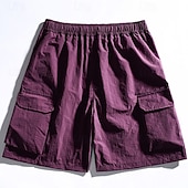 billiga Vardagsshorts-Herr Taktiska shorts Outdoor Shorts Beach Shorts Casual shorts Snörning Elastisk midja Flera fickor Ensfärgat Snabb tork Lättvikt Knelängd Ledigt Dagligen Streetwear Mode Klassisk Stil Svart Purpur