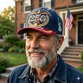  Boné de beisebol comemorativo do 250º aniversário dos EUA, boné patriótico com estampa de águia para homens e mulheres, boné estilo "dad hat" ajustável, boné comemorativo da América 1776-2026 para o