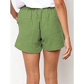 cheap Hot Shorts-Women's Cotton Shorts Fashion Streetwear Casual Short High Waist Plain Pocket Elastic Waistband Comfy Comfort Soft Stretchy Outdoor Vacation Street Dark-Gray Apricot Khaki Black Summer Spring Loose