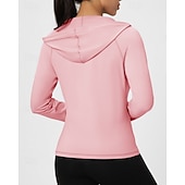 cheap Women's Shirt-Women's Solid Colored Workout Shirt Tennis Sports Jacket Long Sleeve Zipper Pocket Quick Dry Lightweight Moisture Wicking Breathable Tennis Golf Pickleball Hooded Jacket Black Pink Navy Blue Tennis