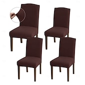 abordables Funda para silla de comedor-Fundas para sillas de comedor de 4/6 piezas, ajustables, elásticas y universales, tipo Parsons, con protectores de asiento extraíbles y lavables a máquina.