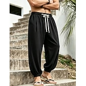 economico pantaloni casual-Per uomo Joggers Pantaloni Pantaloni casual Pantaloni a Nido d'Ape Coulisse Tasca Elastico in vita Tinta unica Asciugatura Rapida Leggero Quotidiano All'aperto Vacanza Vacanza Elegante Nero Bianco