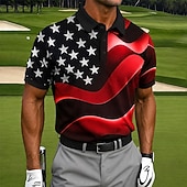  4th of July 2026 250th Men's American US Flag Golf Sports Polo Shirts Short Sleeve Polo Shirts Collared Shirts Casual Athleisure Daily Wear Festival Wear 3D Print Buttons Breathable Mesh Summer Spring