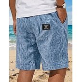 abordables Vacances-Homme Shorts Shorts en Lin Shorts d'été Shorts de plage Cordon de serrage Taille Élastique Uni Confort Respirant Longueur Genou Occasionnel Quotidien Extérieur ancien Vacances Gris blanc bleu marine