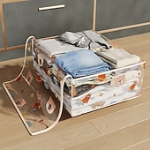 cheap Storage &amp; Organization-Large Capacity Transparent Storage Bag With Dust-Proof Zipper Cover, Foldable Organizer For Clothes, Toys, Blankets And Household Items, Waterproof 3D Storage Container For Closet, Bedroom, Dormitory