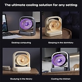 abordables Ventiladores-Ventilador de escritorio con luz y difusor de aromas, ventilador de mesa oscilante de 5 velocidades para oficina o dormitorio, ventilador USB personal silencioso con luz nocturna LED. &amp;Bandeja para