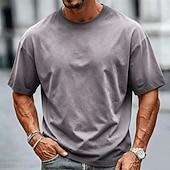 economico Magliette grafiche da uomo-Per uomo Tinta unica Camicia lavata con acido Maglietta pesante Manica Corta maglietta DTG Girocollo Camicia Moda Quotidiano Streetwear Ferie Nero Rosa Viola Primavera &amp; Estate Abbigliamento S M L XL