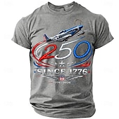  4. Juli 2026 250. Herren US Flagge 1776 T Shirt Kurzarm T-Shirt 3D-Druck Rundhalsausschnitt Hemd Patriotisch Täglich Festival Blau Schwarz Grün Sommer Frühling Bekleidung S M L XL XXL XXXL