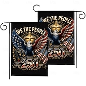 cheap Garden Flag-2PCS 250th Anniversary USA Flag Double Sided Outdoor Patriotic Garden Flag with Statue of Liberty, 4th of July Decorations for US 250th Celebration, USA Merchandise, Commemorative 1776-2026