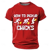 abordables Camisetas divertidas para hombres-Camiseta de hombre con estampado humorístico de cómo ligar con chicas, corte regular, regalo divertido, informal, roja, de diseñador, tallas S, M, L, XL, XXL y XXXL