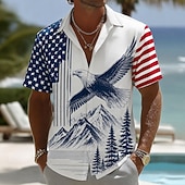  4th of July 2026 250th Men's Eagle American Flag Shirt Summer Shirt Button Up Shirt Short Sleeve Patriotic Outdoor Festival Summer Spring Turndown 3D Print Collared Shirts Blue Blue 2# Blue 1#