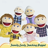 cheap Party Supplies-6pcs Family Hand Puppets Set, Soft Plush Human Puppets with Movable Mouths, Grandpa Grandma Dad Mom Son Daughter Puppets for Preschool Early Teaching, Role Play Storytelling for Toddlers Kids