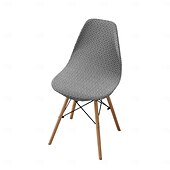 abordables Funda para silla de comedor-Funda elástica de sarga para silla, funda elástica con respaldo festoneado para silla de comedor.