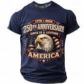  4th of July 2026 250th Men's US Flag 1776 T Shirt Short Sleeve T shirt 3D Print Crew Neck Shirt Patriotic Daily Festival Blue Black Red Summer Spring Clothing Apparel S M L XL XXL XXXL