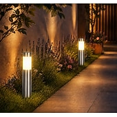 ieftine Lumini de cale și lanterne-2 buc lumini ale căii lumini solare de grădină în aer liber din oțel inoxidabil, led, iluminat de gazon, iluminat stradal pentru curte, lampă de decorare a peisajului din curte