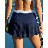 baratos Saias e Skorts Femininos-Mulheres Cor Sólida Saia casual Saias de tênis com shorts Saia Esportiva Bolsos Cintura elástica Esportivo Leve Esticar Pavio Humido Respirável Tênis Golfe Corrida Saias Preto Azul Marinho Café