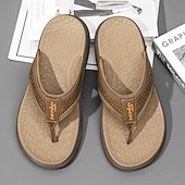 cheap Men's Slippers &amp; Flip-Flops-Men's Brown Toe Post Flip Flops Casual Comfort Thong Sandals Lightweight Summer Beach Footwear for Vacation, Poolside, Resort Wear and Everyday Relaxation