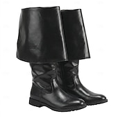 abordables Calzado-Medieval Renacimiento Zapatos Botas hasta la rodilla Botas planas de jazz Pirata Vikingo Cruzado Disfraz Hombre Celta Pirata Víspera de Todos los Santos Mascarada Rendimiento Fiesta y Noche LARP