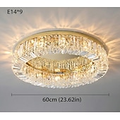 baratos Candelabros de Cristal-50/60/80 cm candelabro led cristal luz de teto design círculo design exclusivo luzes de montagem embutida led de aço inoxidável estilo nórdico 110-120v 220-240v