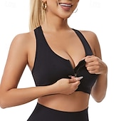 abordables Sujetadores deportivos &amp; chalecos-Mujer Sujetador de yoga Sujetador de pilates Sujetadores de Deporte Ropa Interior / Prenda Interior Relleno Sin costura Antivibración Malla Inalámbrico Color sólido Deporte Ropa de Deporte Negro