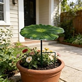 abordables piquets de jardin décoratifs-Ombrelle en forme de feuille de nénuphar, mini parasol imperméable en forme de feuille de nénuphar pour plantes en pot d'extérieur, 21 cm (8,27 pouces), protection pour pots de fleurs