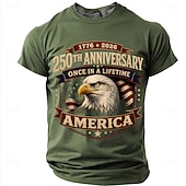  4th of July 2026 250th Men's US Flag 1776 T Shirt Short Sleeve T shirt 3D Print Crew Neck Shirt Patriotic Daily Festival Blue Black Red Summer Spring Clothing Apparel S M L XL XXL XXXL