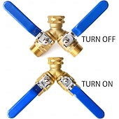 cheap Watering &amp; Irrigation-Garden Hose Splitter 2 Way Heavy Duty, Brass Faucet Adapter With Long Handle For Gardening Water Hose Shut Off Valve Hose Connector Fittings Outdoor Water Spigot Hose Bib Y Splitter