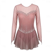 abordables Vestidos de Patinaje Artístico-Vestido de patinaje artístico Mujer Chica Patinaje Sobre Hielo Vestidos Gris oscuro Violeta Morado Malla Licra Alta elasticidad Entrenamiento Competición Ropa de Patinaje Hecho a mano Clásico Cristal