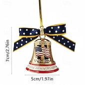  Lot de 3 cloches de Noël commémoratives du 250e anniversaire des États-Unis (1776-2026), en métal, aux couleurs du drapeau américain, idéales pour décorer le sapin ou comme souvenir. Cadeau idéal pour