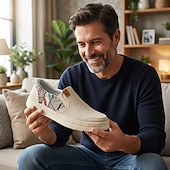 baratos Sapatos Casuais Slip-On-Alpargatas masculinas bege sem cadarço – mocassins casuais respiráveis, calçados leves de verão com estampa étnica para férias, praia, resorts e momentos de lazer.
