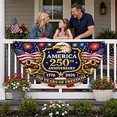 preiswerte Wimpelkette-USA 250. Jahrestag (1776–2026) – Wimpelkette, halbrunder Fächer, patriotische amerikanische Wimpelkette für den Außenbereich, ideal für Haus, Veranda, Garten oder als Dekoration zum Unabhängigkeitstag.