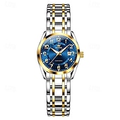 economico Orologi al quarzo-Orologio da donna Olevs, cinturino in acciaio inossidabile argentato, quadrante nero, numeri arabi, orologio analogico al quarzo con datario, impermeabile, orologio elegante da donna.