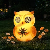abordables Éclairage paysager-Lampes solaires d'extérieur en forme d'animaux, figurines lumineuses étanches en plastique représentant un lapin et un hibou, lampes décoratives solaires pour terrasse, pelouse, allée, parterre de