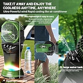 baratos Luzes e lanternas de acampamento-Ventilador portátil com controle remoto e sistema de nebulização, recarregável, ideal para áreas externas como pátios, camping e praia. &amp;Ventilador portátil com sistema de névoa para uso interno e