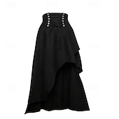 ieftine Pantalonii-Gotic Medieval Renascentist Asimetric Fustă vrăjitoare Vampiri Zana Cu Șiret Costume de fancy Pentru femei Fantezie Halloween Carnaval Performanță Târgul Renașterii LARP Adulți Fustă