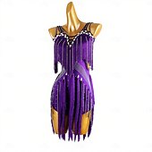 ieftine rochie de concurs-Dans Latin Costum de Dans Rochie Franjuri Culoare Pură Despicare Pentru femei Antrenament Performanță Fără manșon Chinlon Spandex