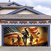 baratos 250º Aniversário-Capa decorativa para porta de garagem comemorativa do 250º aniversário - águia-careca patriótica e bandeira americana, banner para o 4 de julho - capa para porta de garagem para decoração da festa do Dia da Independência de 2026, 2,4 x 2,1 m