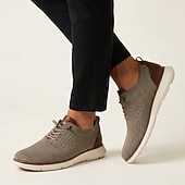 cheap Casual Lace-Up Shoes-Men's Taupe Knit Lace-Up Casual Sneakers Breathable Lightweight Walking Shoes Soft Comfort Footwear for Daily Wear, Travel, Commuting and Weekend Leisure